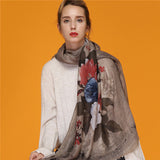 Women,Satin,Printing,Scarves,Breathable,Vintage,Cotton,Linen,Lightweight,Scarf