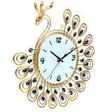 Large,Flower,Peacock,Diamond,Clock,Metal,Modern,Office,Decorations