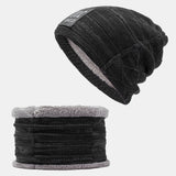 Knitted,Velvet,Padded,Collar],Beanie