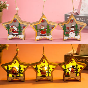 Luminous,Christmas,Wooden,Ornament,Light,Santa,Claus,Decorations