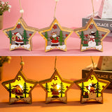 Luminous,Christmas,Wooden,Ornament,Light,Santa,Claus,Decorations