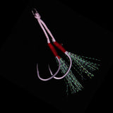 Double,Fishing,Fluorescence,Jigging,Stainless,Steel,Barbed,Assist,Hooks,Fishing,Tackle