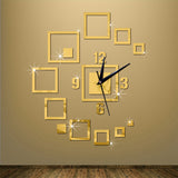 Creative,Mirror,Clock,Square,Mirror,Clock,Acrylic,Living,Clock