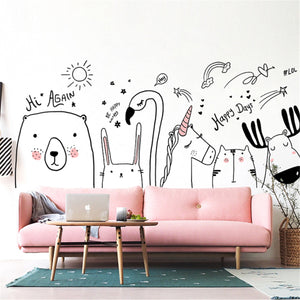 Nordic,Style,Bedroom,Decoration,Rabbit,Unicorn,Sticker,Removable,Living,Painting