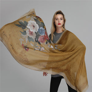 Women,Satin,Printing,Scarves,Breathable,Vintage,Cotton,Linen,Lightweight,Scarf