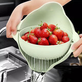 Kitchen,Double,Drain,Basket,Rotation,Fruit,Vegetable,Noodles,Washing,Strainer,Drainer,Organizer