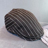 Linen,British,Style,Retro,Summer,Sunscreen,Stripe,Pattern,Casual,Forward,Beret