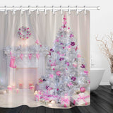 Christmas,Interior,Fireplace,Decorated,Indoors,Shower,Curtain,Bathroom