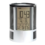 Loskii,Black,Digital,Alarm,Clock,Pencil,Holder,Calendar,Timer,Temperature