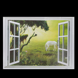 Grassland,White,Horse,Scenery,False,Window,Decal,Sticker,Muarl,Decor