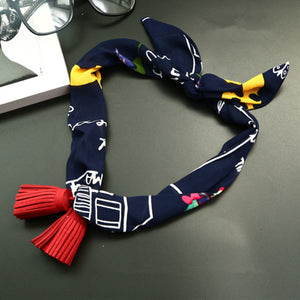 Women,Pendants,Small,Scarf,Chiffon,Korean,style,Tassel,Decoration,Necklace,Scarves