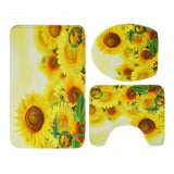 Beatiful,Sunset,Sunflower,Waterproof,Shower,Curtain,Hooks,CarpetsToilet,Bathroom,Decor