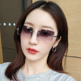 Women,Frameless,Color,Gradient,Square,Shape,Fashion,Casual,Protection,Sunglasses