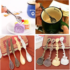 Vintage,Palace,Style,Silver,Totem,Shells,Aquatic,Coffee,Cream,Spoon