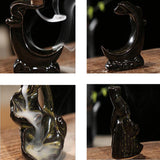 Ceramic,Backflow,Incense,Burner,Incense,Stick,Holder,Stream,Cloud,Lotus,Fragrant,Censer,Decor