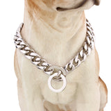 Silver,Cuban,Stainless,Steel,Chain,Collar