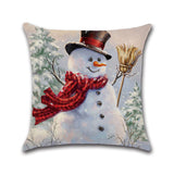 Christmas,Snowman,Printing,Cotton,Linen,Cushion,Cover,Decorative,Pillow