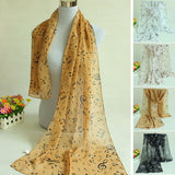 Women,Ladies,Musical,Printed,Chiffon,Scarf,Shawl