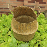 Folding,Flower,Plant,Straw,Storage,Baskets,Flower,Handmade,Hanging,Basket,Decor