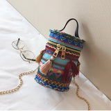 Women,Handbag,Straw,Tassel,Metal,Chain,Shoulder,Beach,Outdoor,Travel