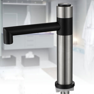 Stainless,Steel,Bathroom,Basin,Faucet,Black,Brushed,Vertical,Button,Switch