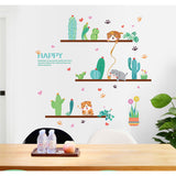 Loskii,SK7190,Trendy,Green,Potted,Plants,Heart,Mouse,Sticker,Stickers,Living,Bedroom,Bathroom,Decal