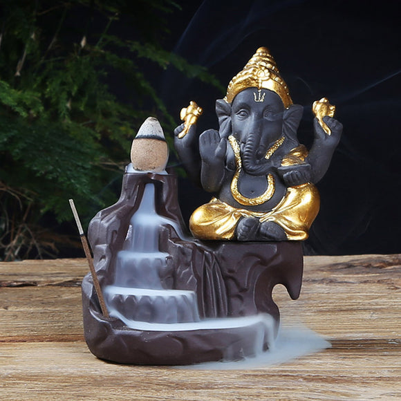 India,Elephant,Ganesha,Backflow,Incense,Burner,Censer,Holder,Decor