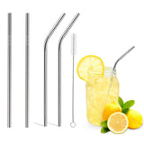 Stainless,Steel,Metal,Drinking,Straw,Reusable,Juice,Cleaner,Brush