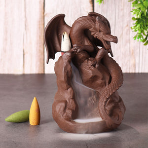 Dragon,Ceramic,Waterfall,Backflow,Incense,Burner,Smoke,Censer,Holder,Decor