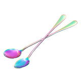 Stainless,Steel,Colorful,Rainbow,Handle,Spoon,Coffee,Cream,Spoon,Tableware,Craft