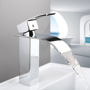 Waterfall,Spout,Chrome,Bathroom,Basin,Single,Handle,Faucet,Mixer