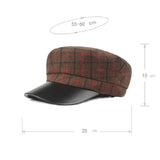 Outdoor,Winter,Cotton,Leather,Beret,Plaid,Thicken,Peaked,Women