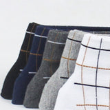 Pairs,Plaid,Combed,Cotton,Breathable,Athletic,Socks