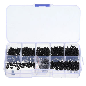 Suleve,M2NP1,500Pcs,Nylon,Screw,Black,Round,Cross,Screw,Spacer,Nylon,Assortment