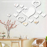 Honana,16Pcs,Silver,Heart,Mirror,Stickers,Bedroom,Office,Decor