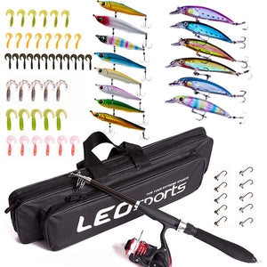 Glass,Steel,Fiber,Telescopic,Fishing,Combo,Spinning,Fishing,Lures,Fishing