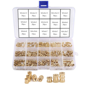 330Pcs,Female,Thread,Knurled,Brass,Threaded,Insert,Round