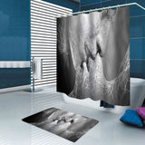 Black,White,Abstract,Curtains,Waterproof,Bathroom,Shower,Curtain,Toilet,Floor