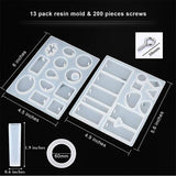 113Pcs,Crystal,Epoxy,Resin,Silicone,Pendant,Casting,Mould,Transparent,Jewelry,Making,Crafting,Decor