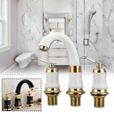 Bathroom,Faucet,Lever,Handles,Widespread,Bathroom,Basin,Water,Mixer,Drain