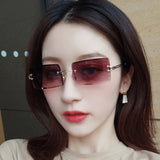 Women,Frameless,Square,Shape,Gradient,Color,Fashion,Casual,Sunglasses