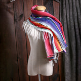 Women,Fashion,Casual,Multi,Color,Protection,Protection,Scarf,Shawl,Tassel