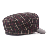 Outdoor,Winter,Cotton,Leather,Beret,Plaid,Thicken,Peaked,Women