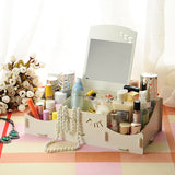 Creative,Wooden,Cosmetic,Storage,Desktop,Storage,Container,Mirror,Desktop,Organizer