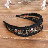 Ethnic,Embroidery,Headband,Rural,Suede,Floral,Fabric,Headband,Accessories