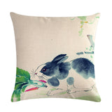 Chinese,Watercolor,Rabbit,Printing,Linen,Cotton,Throw,Pillow,Cover,Office,Pillow