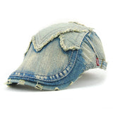 Unisex,Cotton,Denim,Jeans,Washed,Newsboy,Beret,Duckbill,Buckle,Cabbie,Women