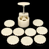 10Pcs,Mooncake,Round,Fower,Stamp,Mould,Homemade,Pastry,Baking