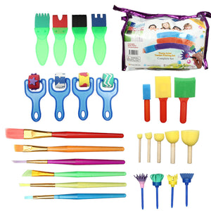 27Pcs,Drawing,Stamp,Painting,Sponge,Brushes,Storage,Children