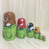 Wooden,Animals,Painted,Russian,Nesting,Dolls,Matryoshka,Dolls,Decorations